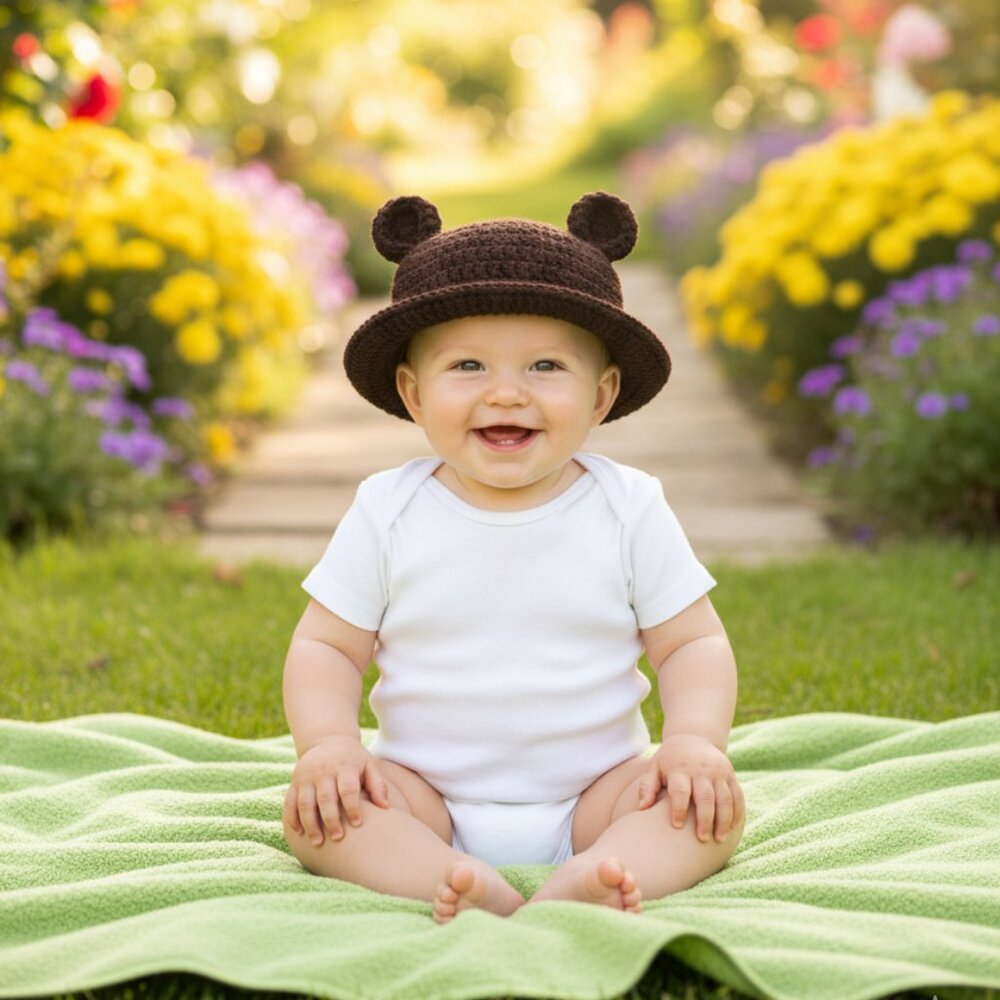 Baby Character Bear Bucket Hat (6-12M) New